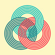 three interlocked striped rings symbol pattern in colors