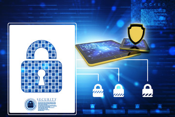 Poster - 3d rendering tablet with shield 
