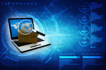 Poster - 3d rendering Folder connected to computer network search
