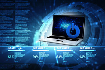 Poster - 3d rendering Laptop with power sign
