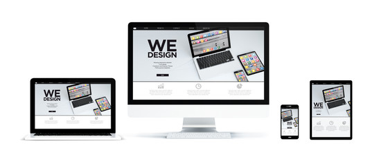 Fototapete - realistic devices isolated with responsive mobile app design website