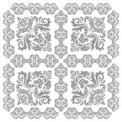  Elegant vector ornament in classic style. Abstract traditional pattern with oriental elements. Classic vintage pattern