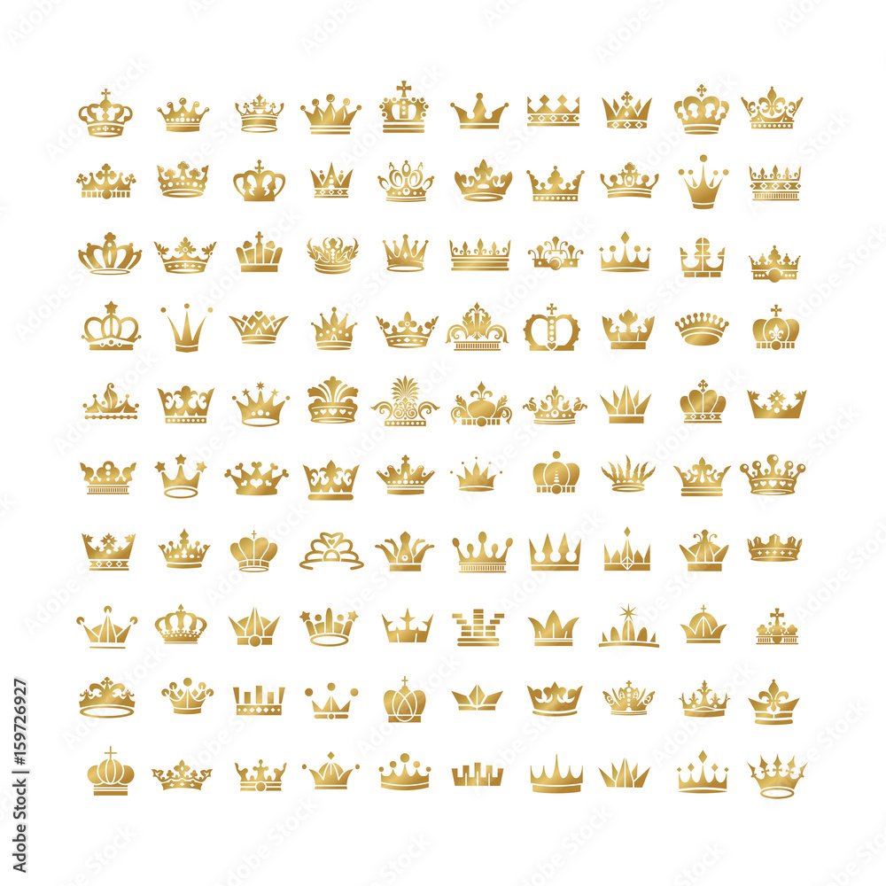 Vector collection of creative king and queen crowns silhouette or logo ...