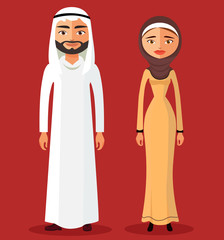 Wall Mural - Arab muslim couple man and woman standing