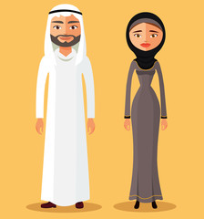 Wall Mural - Traditional arab couple. Vector cartoon flat illustration - Illustration