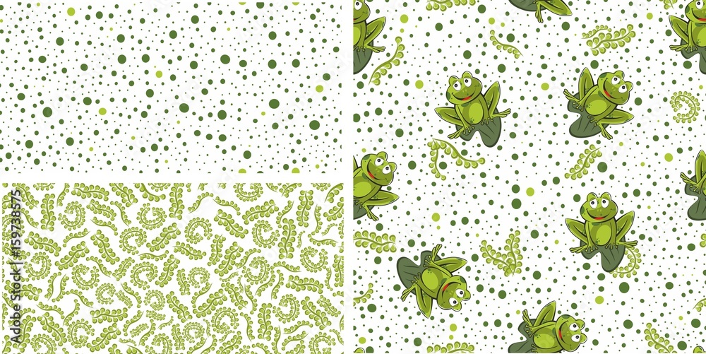 Frog seamless background. Vector illustration.. Set - obrazy, fototapety, plakaty 