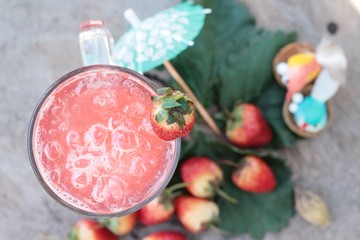 Wall Mural - Strawberry italian soda and fresh strawberry delicious.