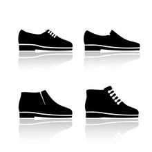 Mens Dress Shoe Icon. Set Of Vector Icons.