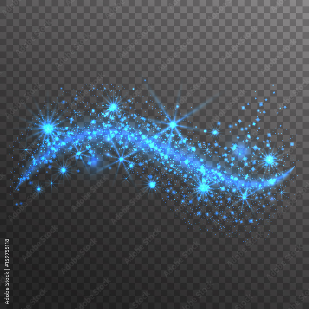 Blue glitter sparkles wave isolated on transparent background. Vector ...