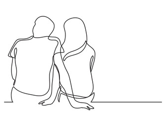 Poster - couple dating - single line drawing