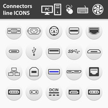 Computer Interface Ports Vector Icon Set