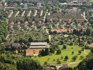 Poster - Top view of Zurich from Uetliberg, Switzerland. Zurich suburbs overlook from Uetliberg