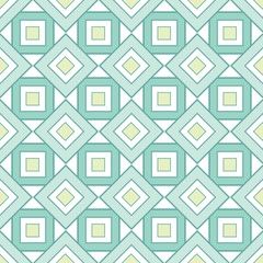 Wall Mural - Geometric seamless Pattern with Squares in Turquoise, Lime Green and Teal Color. 