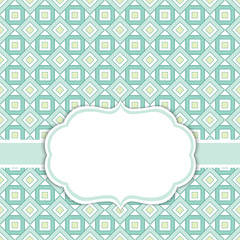 Wall Mural - Vector Card Template with a Frame on  Squares Background with Space for Your Text. 