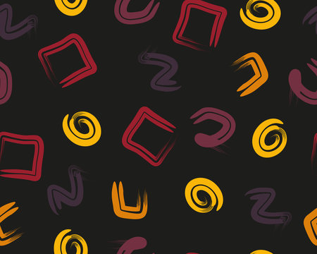 easy drawn pattern of graphic lines and geometric shapes with textures on a background