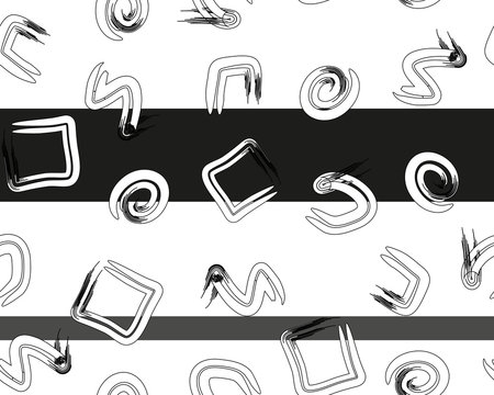 easy drawn pattern of graphic lines and geometric shapes with textures on a background