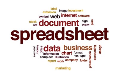 Poster - Spreadsheet animated word cloud, text design animation.