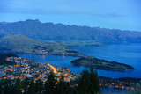 Fototapeta  - Beautiful cityscape of Queenstown in blue hour , South Island of New Zealand