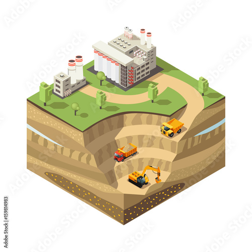 Colorful Isometric Diamond Mining Concept