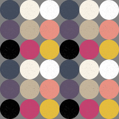 Poster - Modern vector seamless pattern with  abstract geometric circles and ovals and chestnut tree leaves.