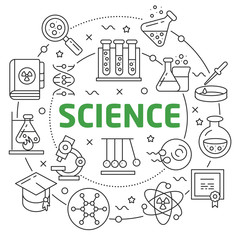 Linear illustration for presentations in the round science