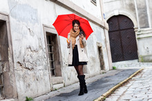 Young Woman With Red Umbrella Free Stock Photo - Public Domain Pictures