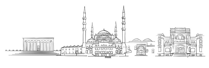 Wall Mural - Ankara, Turkey, Panorama Sketch