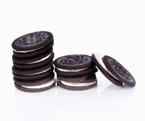 Poster - Sandwich cookies cream on white background