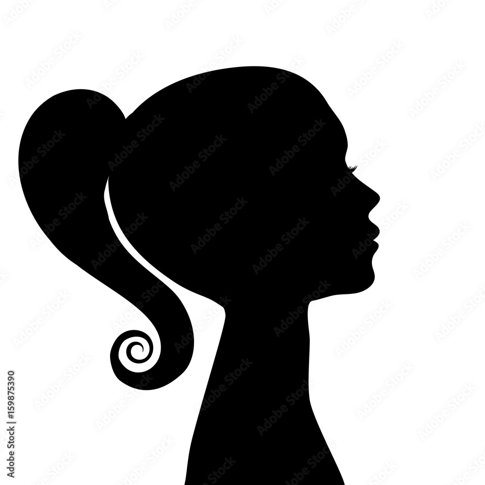 Beautiful woman profile silhouettes with elegant hairstyle, vector ...