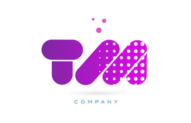 tm t m pink dots letter logo alphabet icon