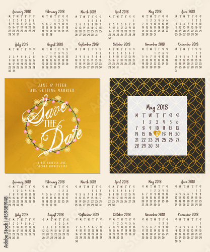 Save The Date Wedding Invitation Double Sided Card Design