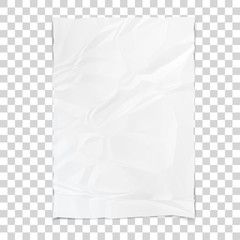 Wall Mural - Realistic white sheet of crumpled paper. Wrinkled paper texture. Template background for your text. Vector illustration.