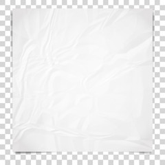 Wall Mural - Realistic white sheet of crumpled paper. Wrinkled paper texture. Template background for your text. Vector illustration.