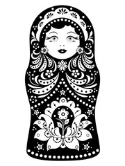 Wall Mural - matryoshka on white background