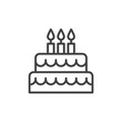 Birthday cake line icon, outline vector sign, linear style pictogram isolated on white. Symbol, logo illustration. Editable stroke. Pixel perfect