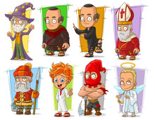 Cartoon Cool Funny Different Characters Vector Set