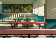 © tapui - Cafeteria in school, looks like a long table. Can eat at the same time many people.