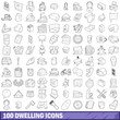 © ylivdesign - 100 dwelling icons set, outline style