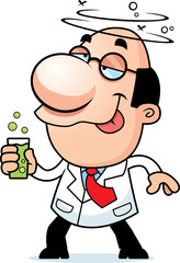 Poster - Cartoon Scientist Drinking