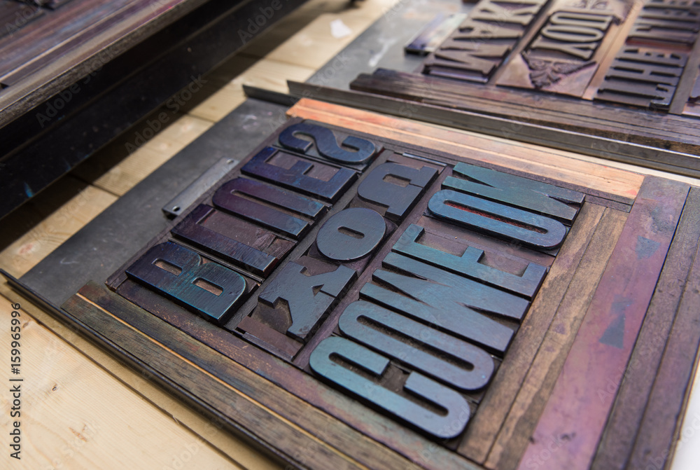 London Lettering Block london, england, 05/05/2017 vintage wooden antique analogue typeset ...