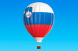 Hot air balloon with Slovenian flag, 3D rendering