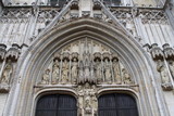 Fototapeta Tulipany - katedra w Brukseli