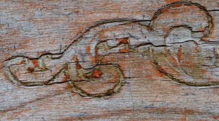 Old Wood Chair Carving Detail