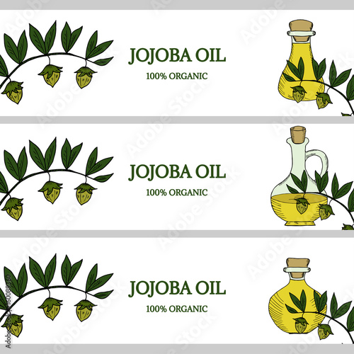 Fotografie, Obraz 3 horizontal banners, jojoba oil in color
