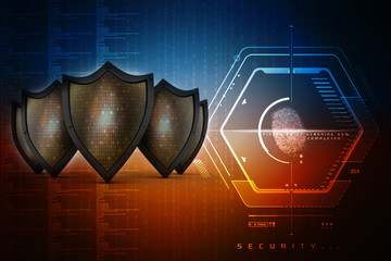 Poster - 3d illustration Security concept - shield 