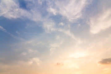 the blue sky with light from the sun in evening