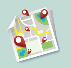 Wall Mural - you are here, pin location icon and map vector, the concept of travel 