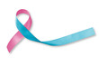 Pink blue ribbon awareness (isolated with clipping path) for SID Birth defect illness to end obstetric fistula 