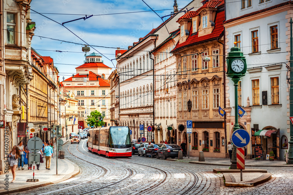 Prague street - obrazy, fototapety, plakaty 