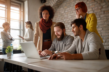 young freelance web designers brainstorming.